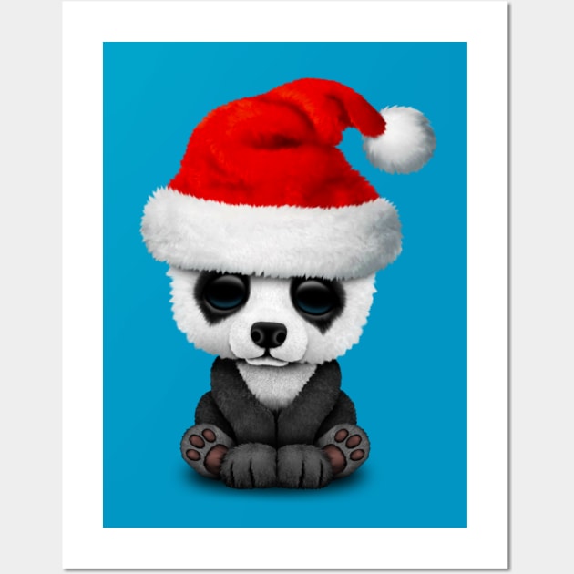 Baby Panda Bear Wearing a Santa Hat Wall Art by jeffbartels